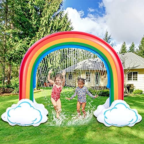 Inflatable Rainbow Sprinkler for Kids, Large Water Sprinkler Outdoor