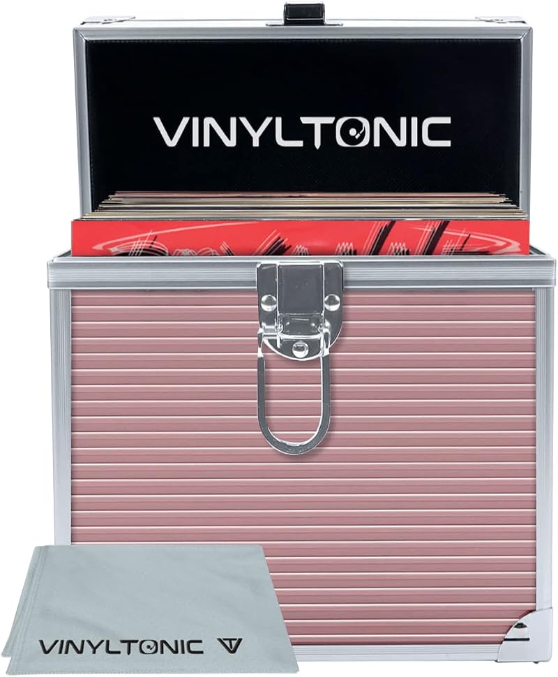 Vinyl Tonic 7 Inch Storage Case Rose Gold with Cleaning Cloth