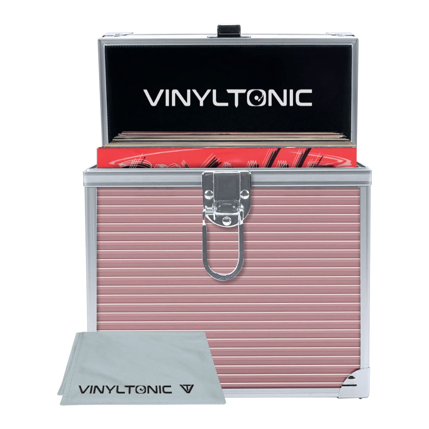 Vinyl Tonic 7" Vinyl Record Storage Case with Universal Cleaning Cloth (Rose Gold)