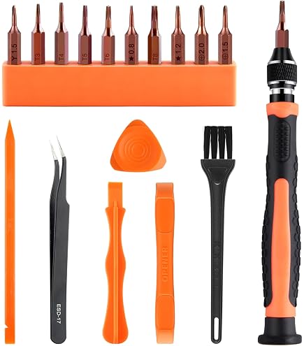 Aexit 9-in-1 Schraubendreher-Bitset – Mit Torx, Tri-Wing, Phillips, Schlitz & Stern, Inkl. Griff, 39 G