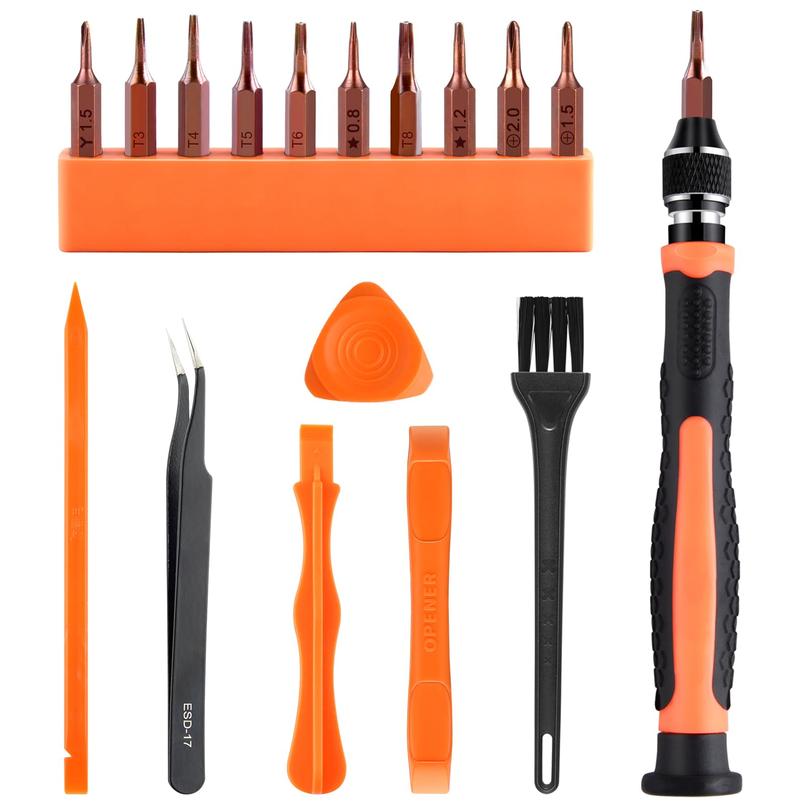 Photo 1 of ASTARON 17 in 1 Screwdriver Set for MacBook, Repair Tool Kit with T3 T4 T5 T6 T8 P2 P5 PH000 Ph00 Y00 Magnetic Torx Bit & Opening Tool for Laptop, Macbook Air and Pro, Xbox, PS4