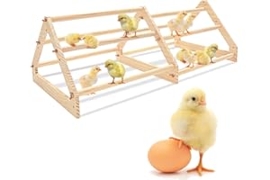 WINCEED Large Chick Perch Chicken Roosting Perch for Coop and Brooder, Chick Wooden Perch Training Chicken Stand Toy for Hens Baby Chicks, 28" x 13" x 8"
