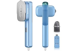 FEPPO Travel Steamer for Clothes, 110-240V Dual Voltage Portable Steamer & Iron 2 in 1, Fast Heat Up, 1100W Powerful Garment Steamer, Large Ceramic Heat Panel for Home & Global & Europe Traveling