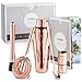 VonShef Premium Copper Etched Parisian Cocktail Shaker Barware Set in Gift Box with Recipe Guide & Accessories