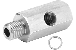 Oil Pressure Sensor Tee Adapters Turbo Supply Feed Line Gauge Hose T Stainless Steel Fitting Male to Female 1/8in to M12X1.5 