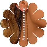 Sttiafay Rhinestone Chain Drop Earrings Long Thin Rhinestone Earrings Silver Crystal Tennis Earrings Sparkly Cz Linear Drop Earrings Jewelry for Women