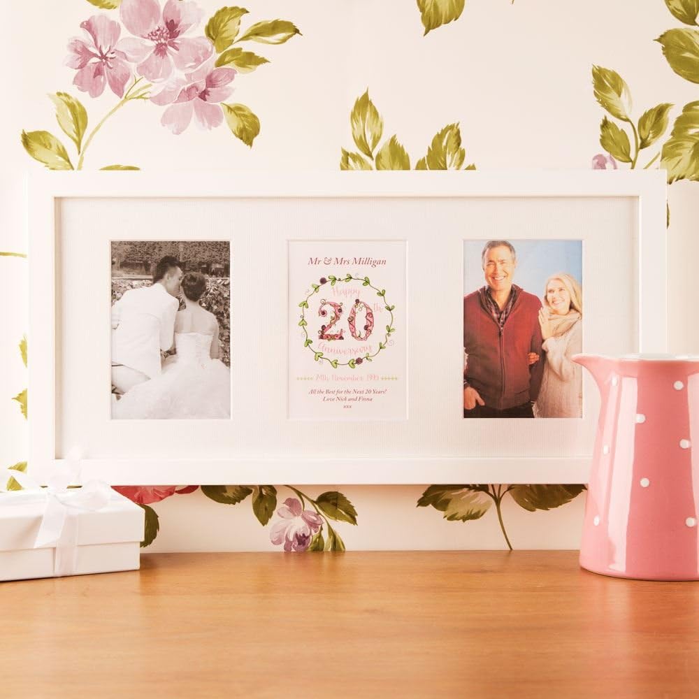 Personalised 20th Anniversary 3 Aperture Frame, China Wedding