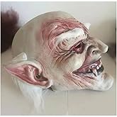 BELIEVE-IN Halloween White Hair Latex Mask, Evil Elf Ear Latex Mask, Scary Fangs Teeth Old Man Demons Masks, Horror Full Face Kids Cosplay Mask,Costume Party Props Masquerade Partys