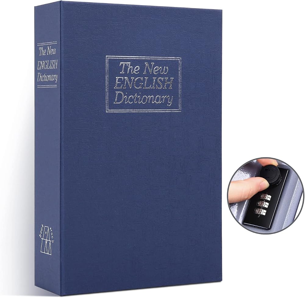 Ohuhu Book Safe with Combination Lock Blue Dictionary Diversion Money Box