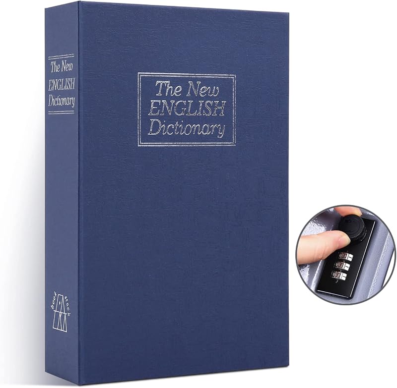 Ohuhu Book Safe with Combination Lock Blue Dictionary Diversion Money Box