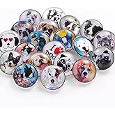 20 PCS Dog Snap Charms 18mm Interchangeable for Jewelry Necklace Bracelet - Glass Buttons