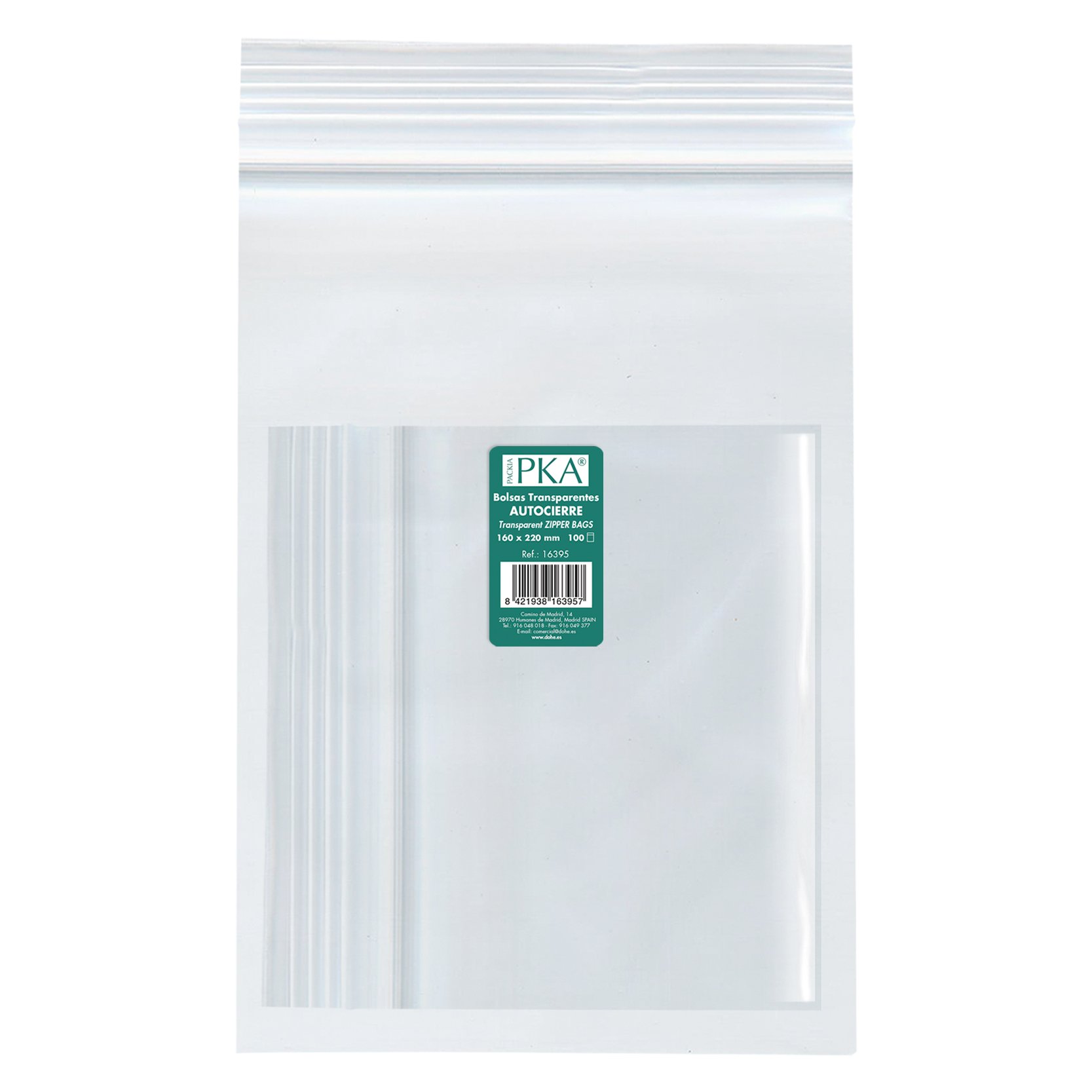 PKA 16397 – Pack of 100 Re-sealable Plastic Bags, 230 x 320 mm