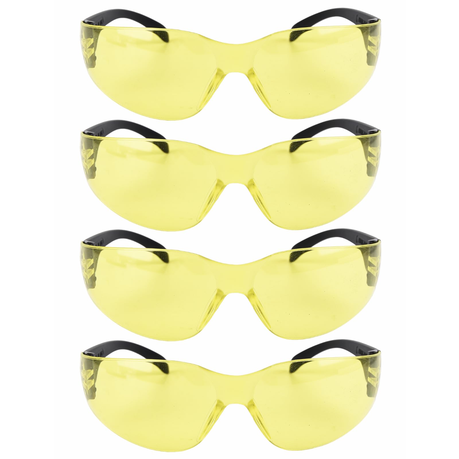 SEIWEI 4PCS Safety Glasses, Anti Fog Safety Glasses for Work, nti Scratch Reduction Coating, Reinforced Resistant and Protective Lens, Eye Protection Glasses Safety For Snug Fit (Yellow)