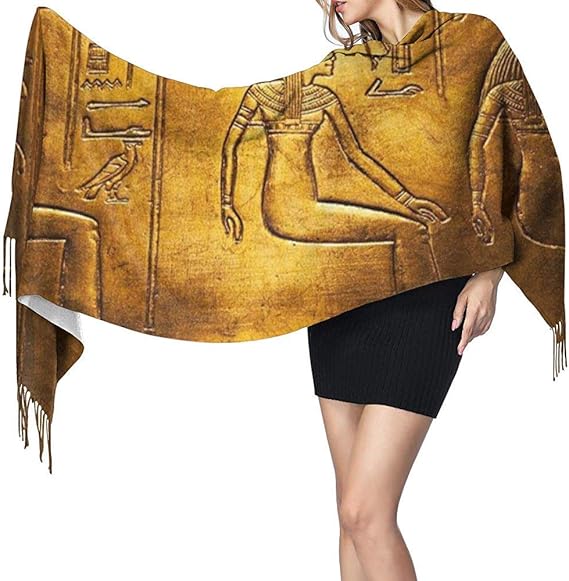 Egyptian Mural Print Cashmere Scarf Womens Casual Warm Scarf Wrap Shawl