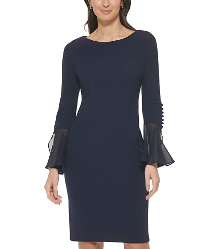 Calvin Klein Womens Navy Bell Sleeve Off Shoulder Maxi Mermaid Evening Dress Size 2 : Clothing, Shoes & Jewelry