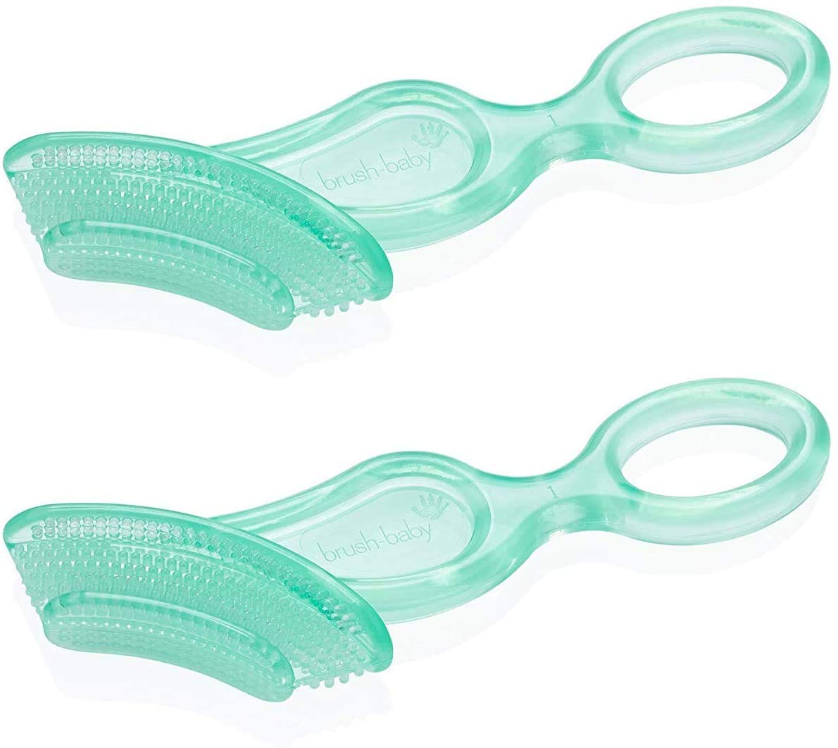 Brush-Baby Chewable Soft Toothbrush for Babies & Toddlers | Stage 2 First Teeth - Teething | Suitable from 10 - 36 months | Gently cleans baby teeth and soothes sore gums | Teal Colour, Pack of 2