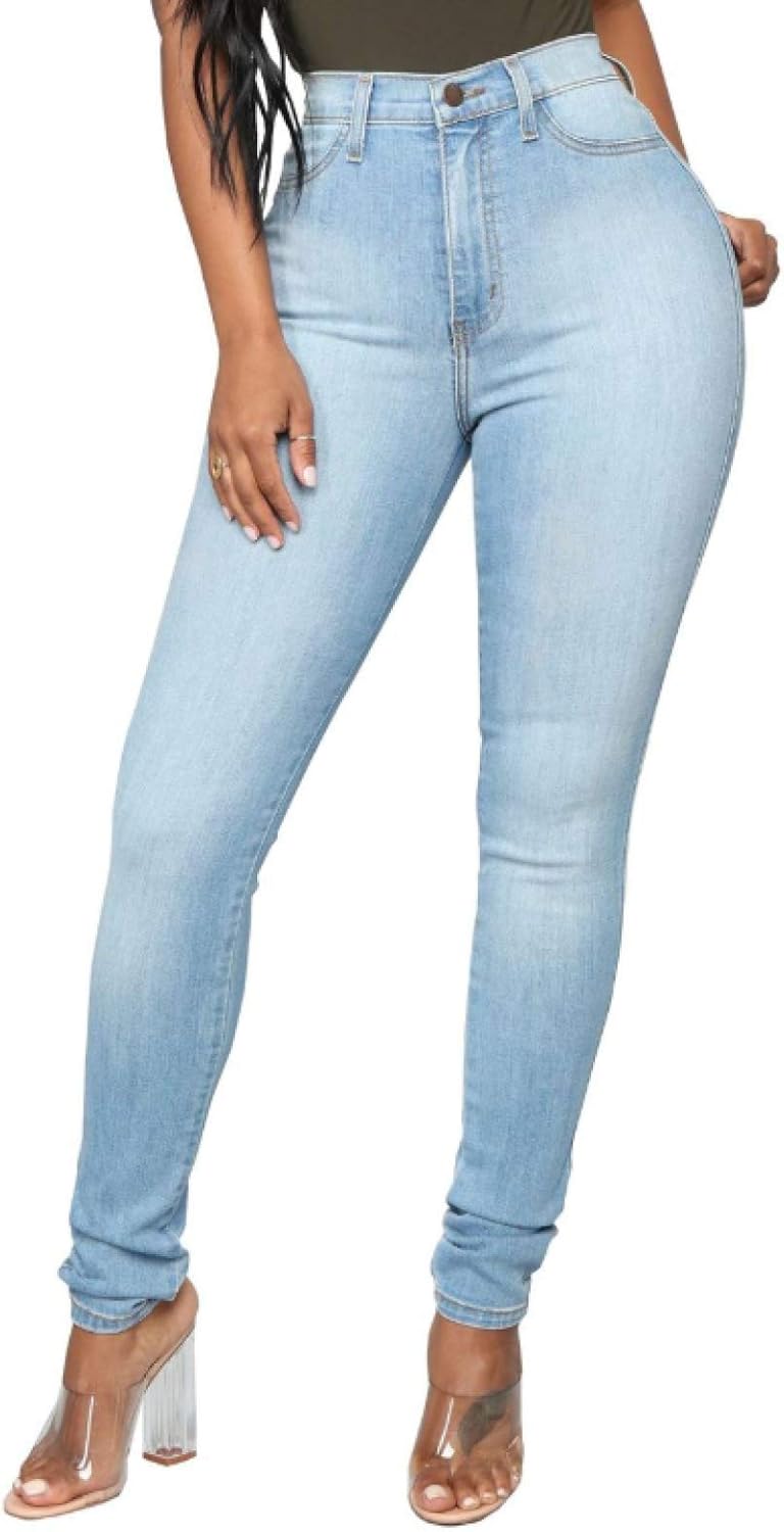 Pantalones Vaqueros Ajustados de Cintura Alta para Mujer, Pantalones de Pantalones Vaqueros Ajustados de Cintura Alta para Mujer, Pantalones de