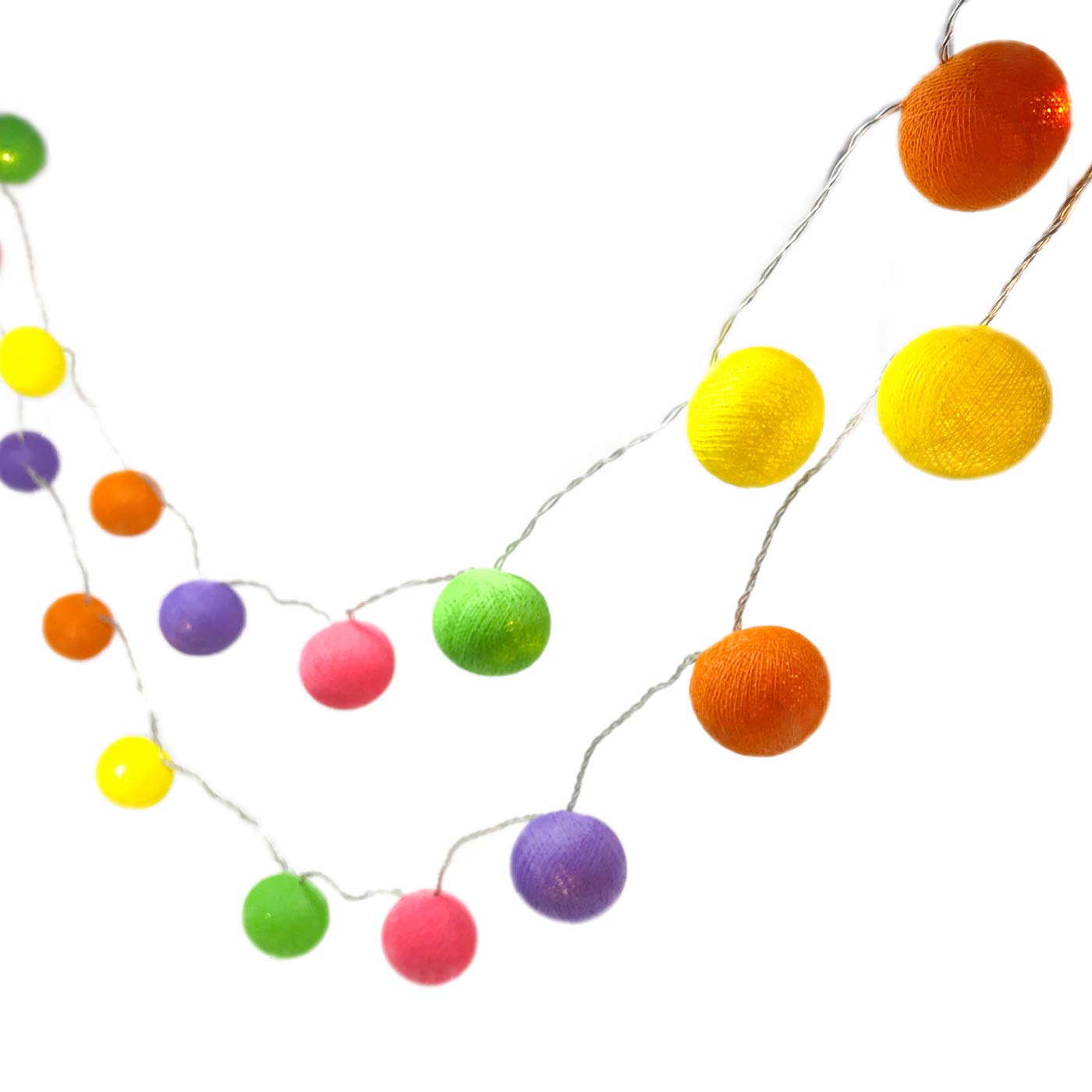 Blaze On Ambient Ball Fairy Lights (Rio Carnival) – 20 Warm White LED Lights – Hand–Spun Cotton Balls – USB Powered and Includes UK 3–Pin USB Adapter – Indoor Decorative String Lights