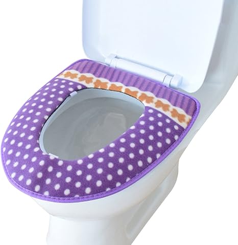 Amazon Yougheny 便座カバー ふかふか トイレカバー O型 おしゃれ ドッド柄 貼り付け式 使用簡単 防寒対策 便座シート 安全 無毒 パープル トイレマット タンクカバー ホーム キッチン オンライン通販
