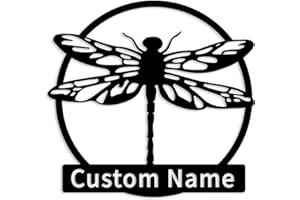 Custom Dragonfly Metal Sign,Personalized Dragonfly Wall Decor,Dragonfly House Number Hanging Address Plaque,Outdoor Garden Si