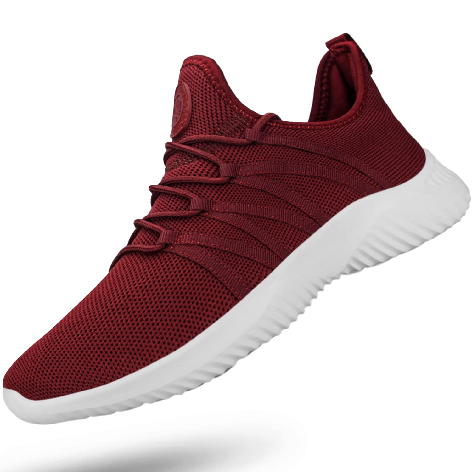 Photo 1 of Feethit Mens Slip On Running Shoes Breathable Lightweight Comfortable Fashion Non Slip Sneakers for Men Burgundy Size 10