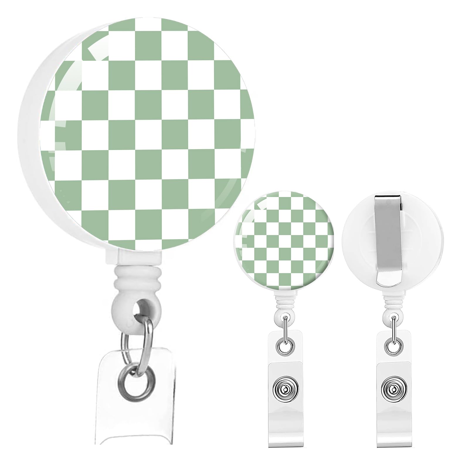 Photo 1 of 2 Pack Retractable Badge Holders with Clip, Cute ID Card Reels for Nurse, Doctor, Office Worker, Teacher(Sage Green)