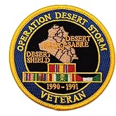 United States Operation Desert Storm with Ribbons Round Patch - Color - Veteran Owned Business.