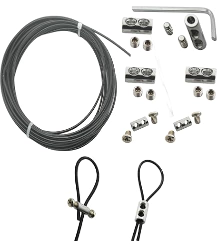 PATIKIL Ceiling Hanging Wire Cable Kit – 4 Sets, 6.6ft Adjustable Suspension Cables, Chrome Finish, For Pendant Lights, LED Panels & Aquarium Lights