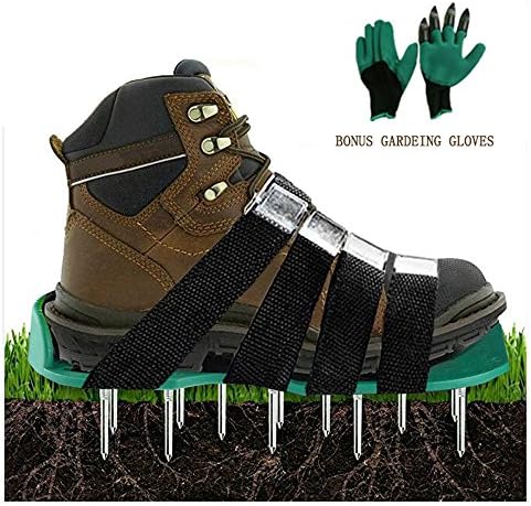 Lawn Aerator Shoes Heavy Duty Aerating Spiked Soil Sandals with 4 Adjustable Straps and Metal Buckles for Aerating Your Lawn Yard