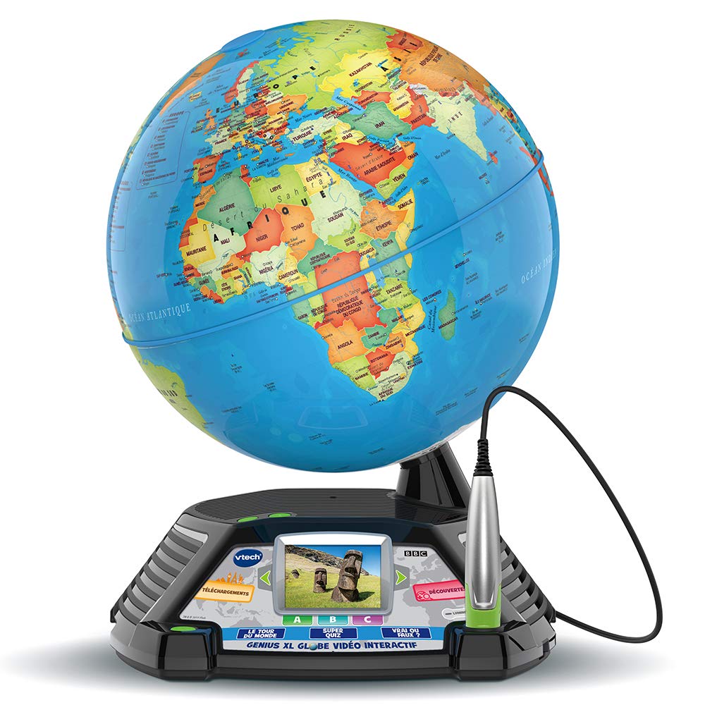Vtech 80-605465 Interactive video globus, leather globe, normal packaging, multicolour, French