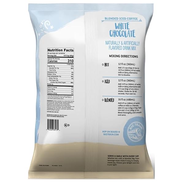 BIG TRAIN WHITE CHOCOLATE LATTE BLENDED ICE COFFEE BEVERAGE MIX, 3.5 POUND (PACK OF 1)