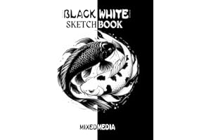 Mixed Media Sketchbook Black and White Paper: Artist Sketch Book for Sketching Drawing Painting Ideal Sketchpad for Graphite Colored Pencil Pastel Gel ... Marker White Ink Japanese Koi Artwork Cover