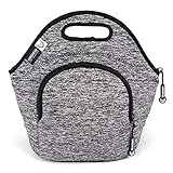 LunchFox Neoprene Lunch Bag (The Original) Ultra-Thick Insulated, Heather Grey Melange - The Silver Lake