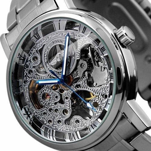 Winner Hour Minute Analog Roman Skeleton Transparent Fashion Men's Auto Mechanical Watch