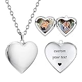 PHOCKSIN Glossy Silver Heart Lockets Personalized