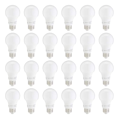 Amazon Basics A19 LED Bright Light Bulb, 60W Equivalent, 9W, E26 Base, 5000K Daylight White, Non-Dimmable, 24-Pack