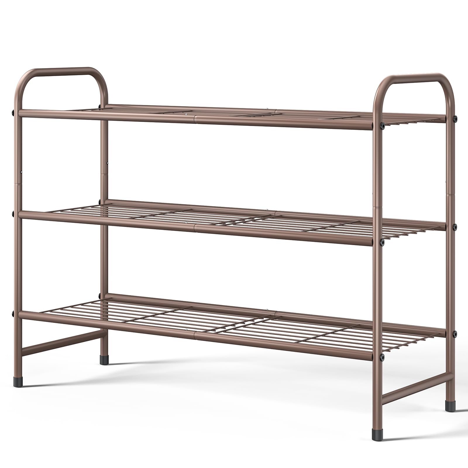 Photo 1 of Kitsure Shoe Rack - Stainless Steel Shoe Organizer, Sturdy Shoe Rack for Closet and Front Door Entrance, Free Standing Shoe Shelf, Closet Organizers and Storage, 25.6" Wide - 3 Tier, Brown