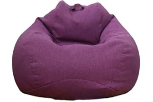 WAQIA Stuffed Animal Storage Bean Bag Chair Cover (No Filler) - Stuffable Zipper Beanbag Cover-Cotton Linen Memory Foam Beanbag Replacement Cover for Adults and Kids Without Filling
