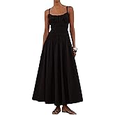 DURUNUL Womens Summer Spaghetti Strap Maxi Dress Scoop Neck Ruched Flowy Long Dresses Casual Sleeveless Cotton Sundress