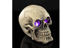 EXP VISION LED Skull Statue Light for Halloween Bar Table Decor, Night Light Resin Skull Prop Horror Haunted House Party Ornament Decoration with LED Light Up Eyes Desk Lamp for Cool Holiday or Birthday Gift