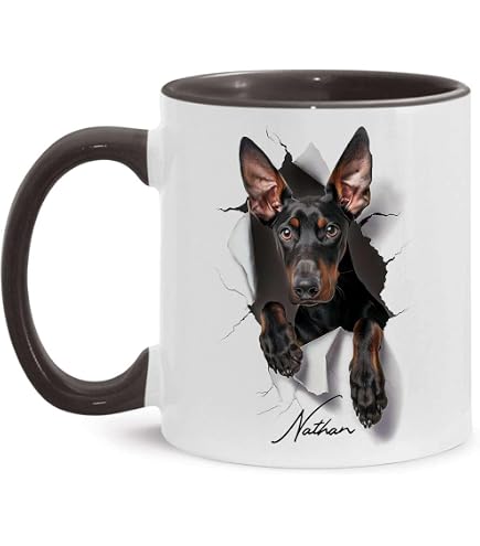 Personalized Doberman Pinscher Coffee Mug - Custom Name Dog Lover Mug, 11oz Or 15oz, Ceramic