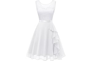 BeryLove Homecoming Cocktail Dresses Bridesmaid Wedding Guest Short Prom Dress Ruffle Hem Sleeveless Lace Formal Gowns