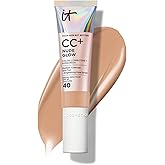 IT Cosmetics CC+ Nude Glow - Medium Coverage Foundation with SPF 40 & Brightening Glow Serum, Lightweight Skin Tint, 2% Niacinamide + Hyaluronic Acid, Up to 24H Hydration, Normal/Dry Skin - 1.08 fl oz