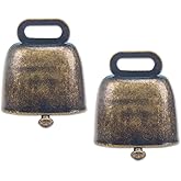 KOOBOOK 2Pcs Cow Horse Sheep Grazing Copper Bells Cattle Farm Animal Copper Loud Bronze Bell (Small)