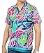 La Leela Hawaiian Shirt For Men Short Sleeve Front-Pocket Print Camp Teal Blue Blue