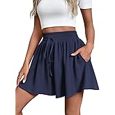 SEAFORM Women’s Wide Leg Casual Shorts Elastic High Waist Shorts Summer Lightweight Chiffon Shorts for Women with Pockets