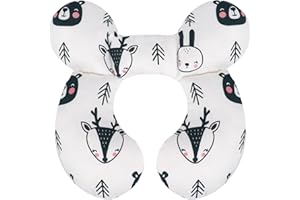 KAKIBLIN Baby Travel Pillow,Upgraded Baby Neck Pillows for Car Seat,Baby Support Pillow,Infant Neck Pillow for Toddler Head and Neck,Newborn Head Support for Car Seat,Pushchair (Black Bear)