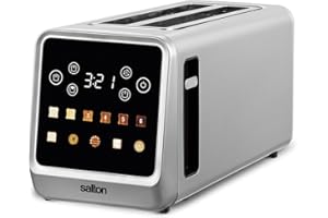 Salton Touchscreen Toaster | 4-Slice Digital Toaster | Long Slots & Intuitive Touch Controls | 6 Precise Settings | Memory & 