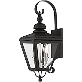 Livex Lighting, 27372-04, Adams, Outdoor Medium Wall Lantern, Black with Brushed Nickel Finish Cluster