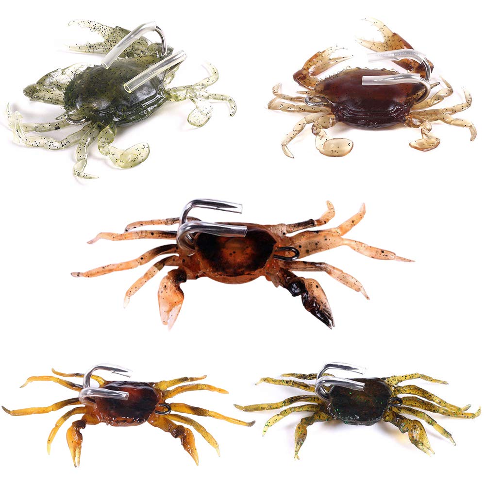 Genrics 5 PCS Soft Fishing Lures Set Artificial Bait Crab with Hook Simulation Crab Bait Crab Lure Fishing Tackle - 8cm 19g/10cm 30g